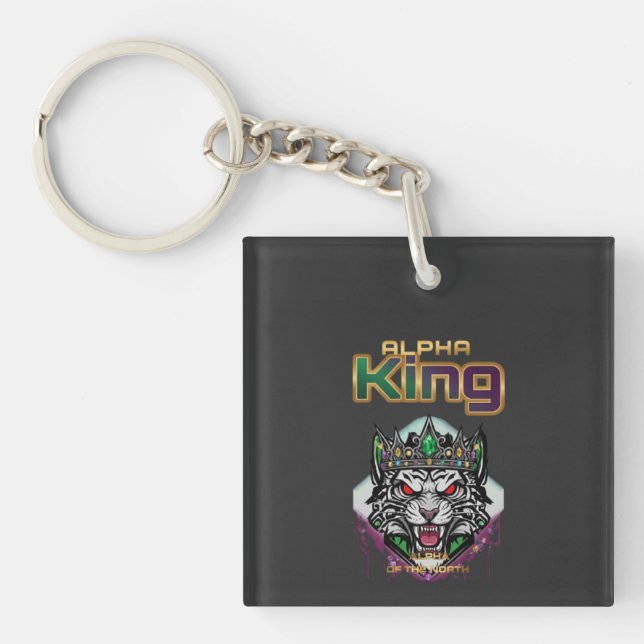 Alpha King lion emblem daily encouragement Keychain (Front)