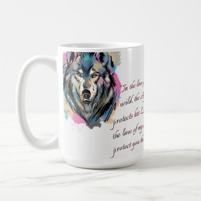  Alpha & Luna Wolf Watercolor design Coffee Mug (Left)