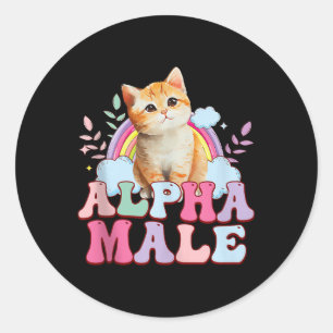 Alpha-male Cat Kitten Funny For Men Women Tank Top Classic Round Sticker