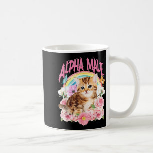 Alpha Male Funny Kitten Rainbow Floral Cat Meme Coffee Mug