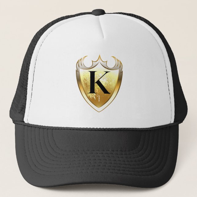 Alpha Monogram K Artistic Letter Everyday Style Trucker Hat (Front)