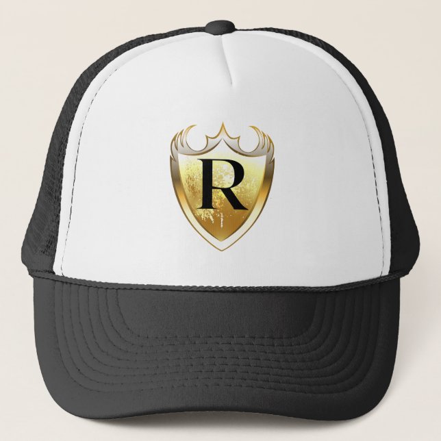 Alpha Monogram R Artistic Letter Everyday Style Trucker Hat (Front)