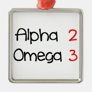 alpha omega metal ornament