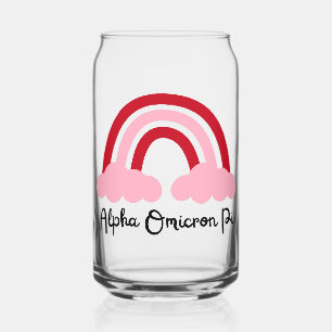 Alpha Omicron Pi Sorority Red Pink Rainbow Can Glass