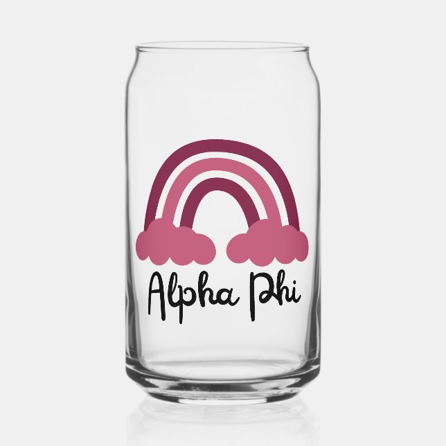 Alpha Phi Sorority Bordeaux Rainbow Can Glass (Back)