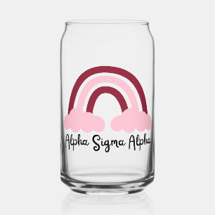 Alpha Sigma Alpha Sorority Red Pink Rainbow Can Glass