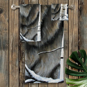 Alpha Timber Wolf Poplar Trees Bath Towel Set