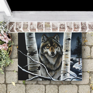 Alpha Timber Wolf Poplar Trees Doormat