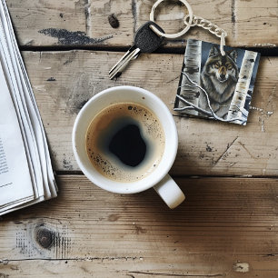 Alpha Timber Wolf Poplar Trees Keychain