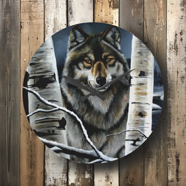 Alpha Timber Wolf Poplar Trees Large Clock (Creator Uploaded)