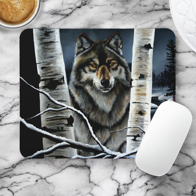 Alpha Timber Wolf Poplar Trees Mouse Pad (Creator Uploaded)