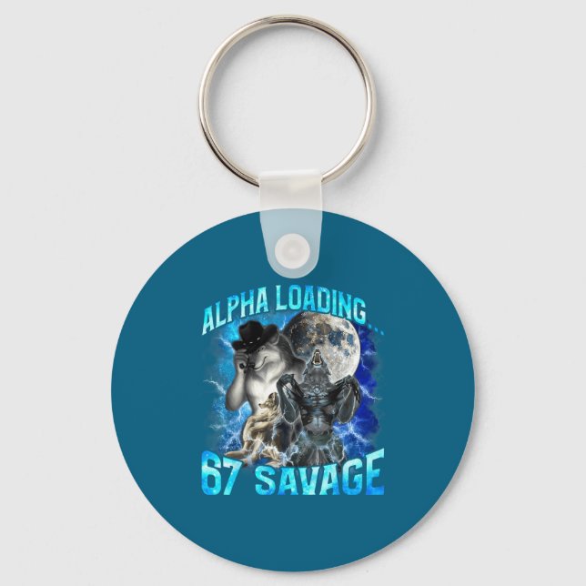 Alpha Wolf Loading 67 Percent Savage Funny Wolves  Keychain (Front)