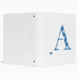 alphabet A with flower pattern (blue) Binder