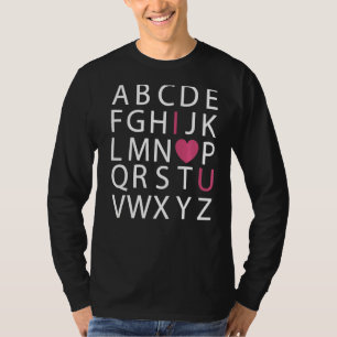 Alphabet Abc I Heart You Teacher Valentine's Day T-Shirt