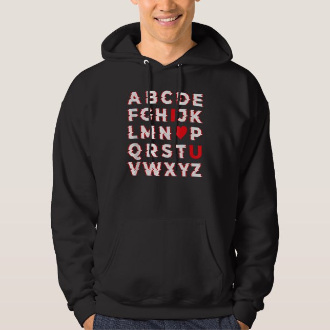 Alphabet ABC I Heart You   Valentine's Day Love Hoodie (Front)