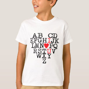 Alphabet Abc I Love You T Shirt Valentines Day Hea