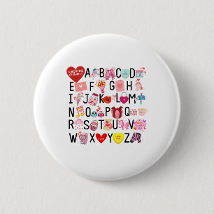 Alphabet Abc I Love You T Shirt Valentines Day Hea 2 Inch Round Button