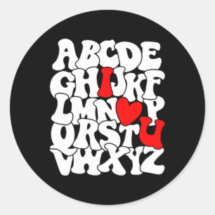 Alphabet Abc I Love You T Shirt Valentines Day Hea Classic Round Sticker