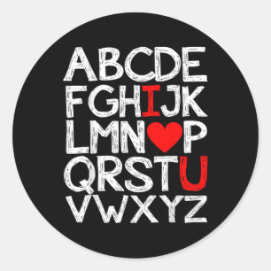 Alphabet Abc I Love You T Shirt Valentines Day Hea Classic Round Sticker