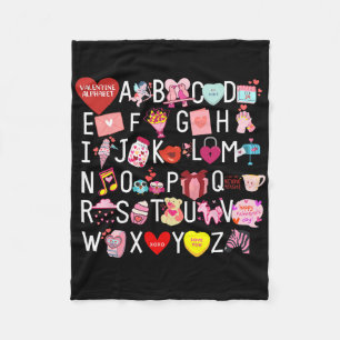 Alphabet Abc I Love You T Shirt Valentines Day Hea Fleece Blanket