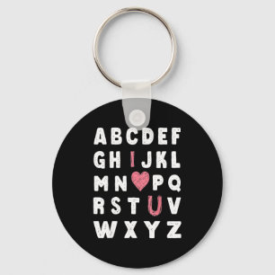 Alphabet Abc I Love You Valentines Day Heart Keychain