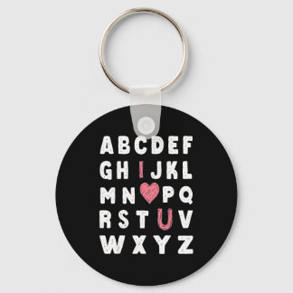 Alphabet Abc I Love You Valentines Day Heart  Keychain
