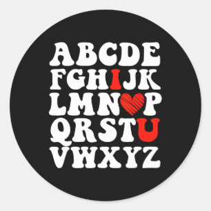 Alphabet Abc I Love You Valentines Day Heart Teach Classic Round Sticker