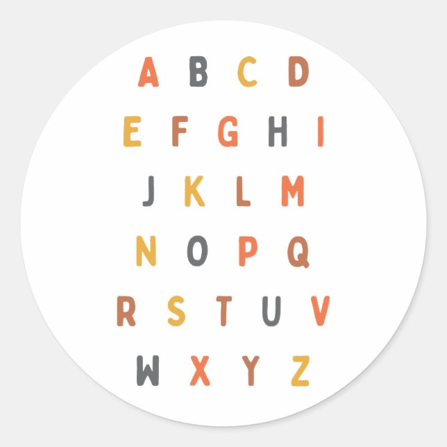 alphabet abc lettres A-Z Stickers Étiquette (Devant)