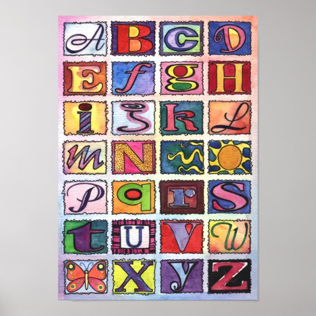Alphabet ABC poster art Baby room Art (Devant)