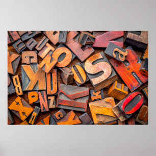 alphabet abstract - background of random letterpre poster