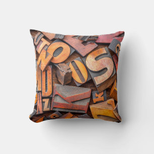 alphabet abstract - background of random letterpre throw pillow