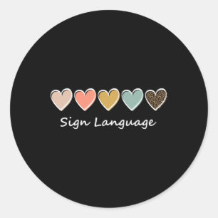 Alphabet American Asl Teacher Sing Language Classic Round Sticker