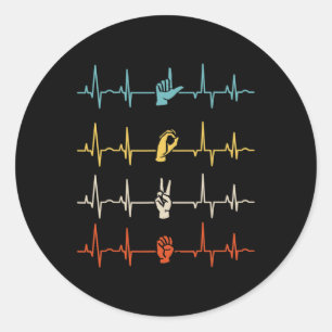 Alphabet American Sing Language Asl Teacher Heartb Classic Round Sticker