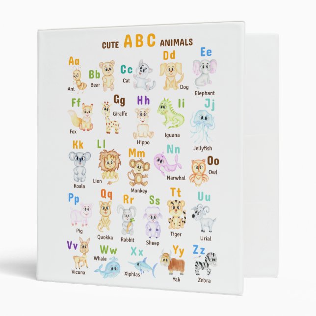 Alphabet Animal ABC Cute animals  Binder (Front/Inside)