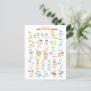 Alphabet Animal ABC Cute animals  Invitation Postcard