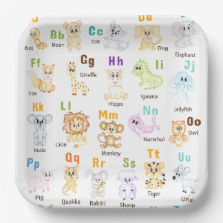 Alphabet Animal ABC Cute animals  Paper Plate