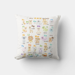 Alphabet Animal ABC Cute animals  Throw Pillow