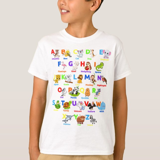 Alphabet Animal ABCs Learning Boy T-Shirt (Front)