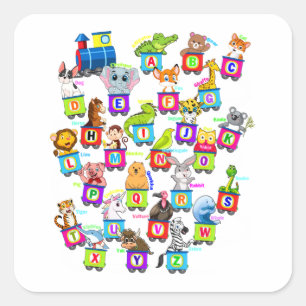 Alphabet Animal ABCs Learning Square Sticker