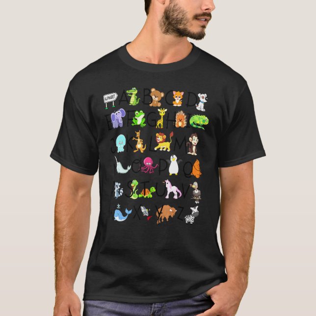 Alphabet Animals ABCs Learning Tee Kids Begin Lear (Front)