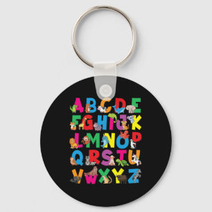 Alphabet Animals Abcs Zoo Kids Boys Girls Teacher Keychain