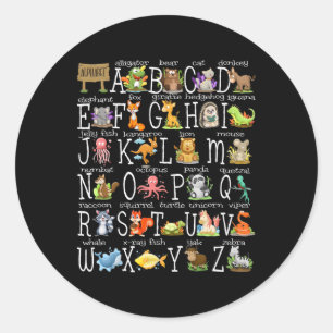 Alphabet Animals Byck To School Pre-k Kindergarten Classic Round Sticker