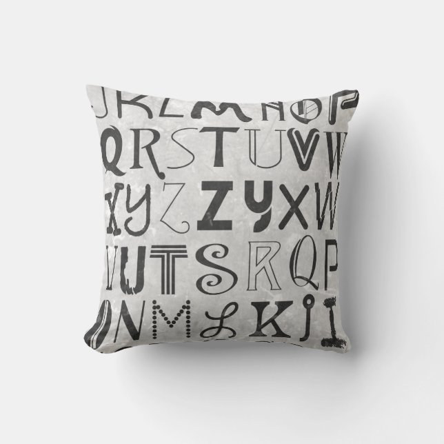 Alphabet Art Throw Pillow (Front)