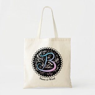 Alphabet B Monogram Handwritting Tote Bag