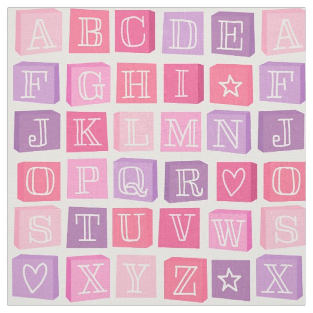 Alphabet Blocks Modern Children's Pink Fabric (Swatch)