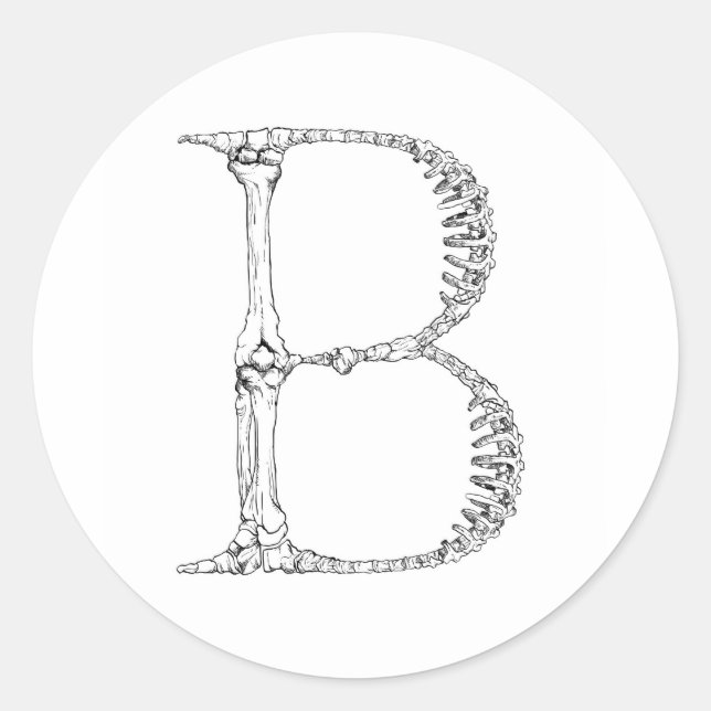 Alphabet Bone Letter B Classic Round Sticker (Front)