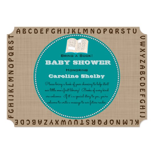 Alphabet Book Worm Bring a Book Baby Shower Card