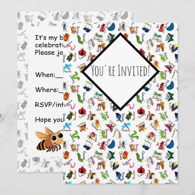 Alphabet Bugs Invitation (Front/Back)