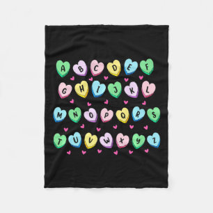 Alphabet Candy Heart Love Valentines Day Teacher Fleece Blanket