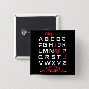 Alphabet Chart I I Love You 2 Inch Square Button